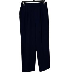 St. John Basics Navy Blue Wool Knit High Rise Wide Leg Pants Size 8 Medium